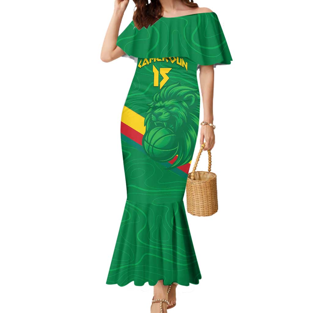 Custom Cameroon Basketball Mermaid Dress Go Champions Indomitable Lions - Wonder Print Shop