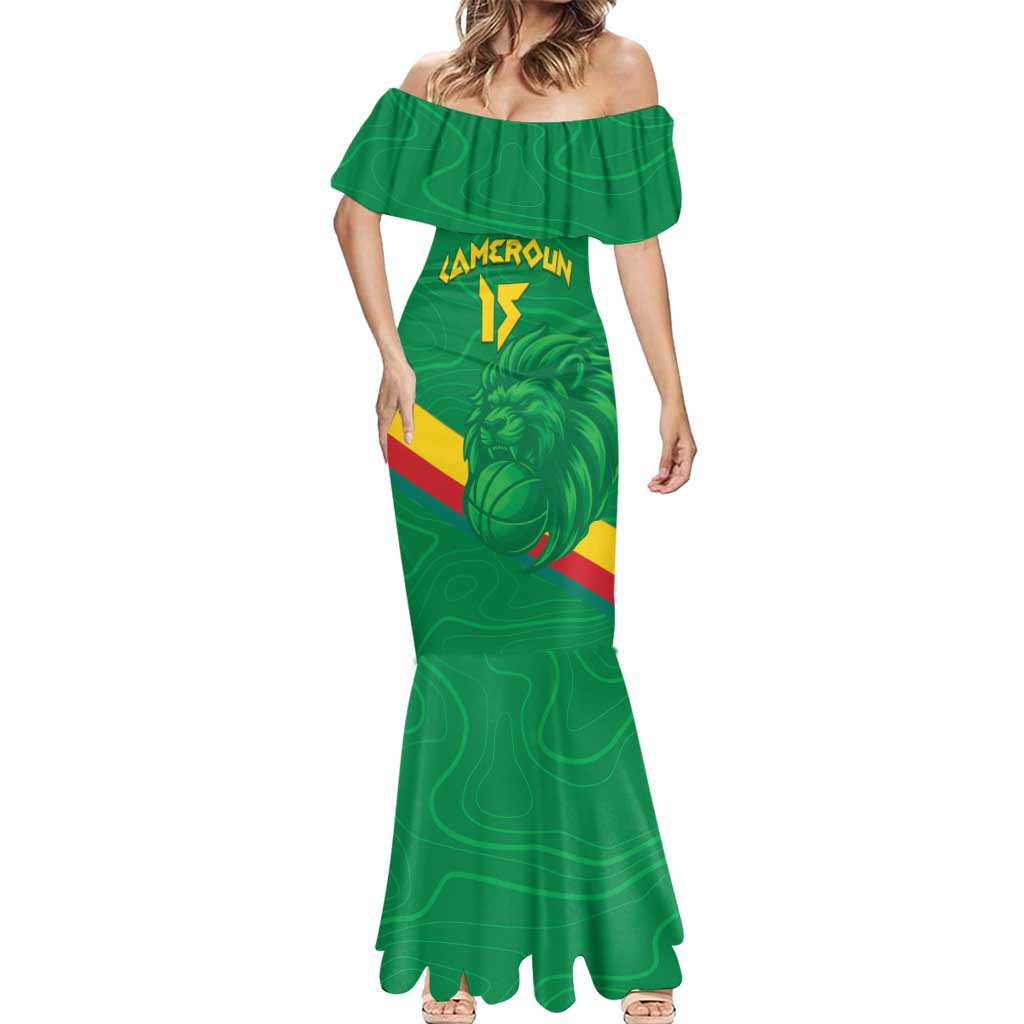 Custom Cameroon Basketball Mermaid Dress Go Champions Indomitable Lions - Wonder Print Shop