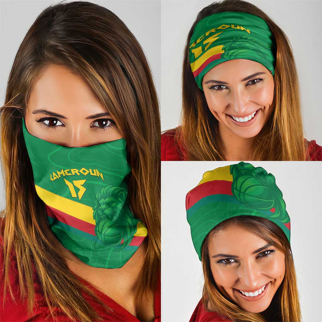 Custom Cameroon Basketball Neck Gaiter Go Champions Indomitable Lions - Wonder Print Shop