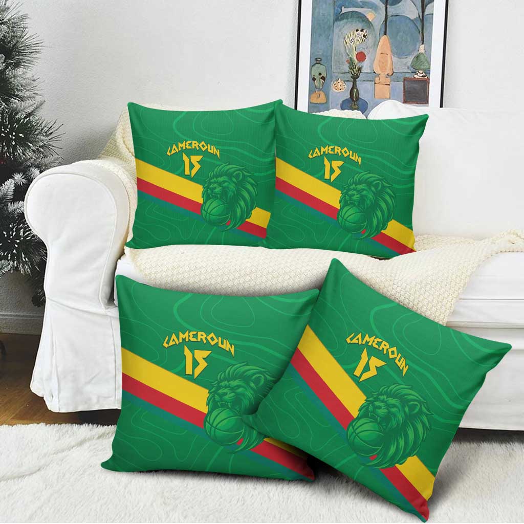 Custom Cameroon Basketball Pillow Cover Go Champions Indomitable Lions - Wonder Print Shop