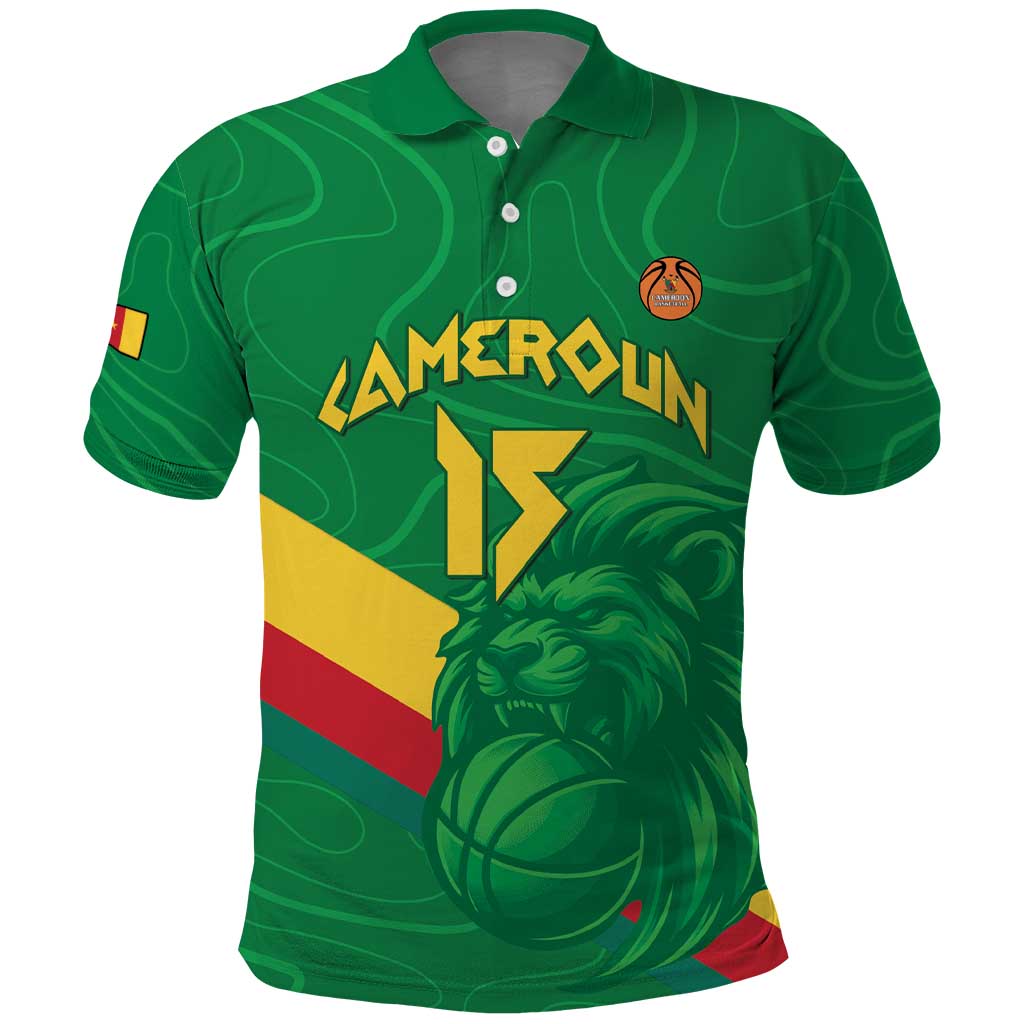 Custom Cameroon Basketball Polo Shirt Go Champions Indomitable Lions - Wonder Print Shop