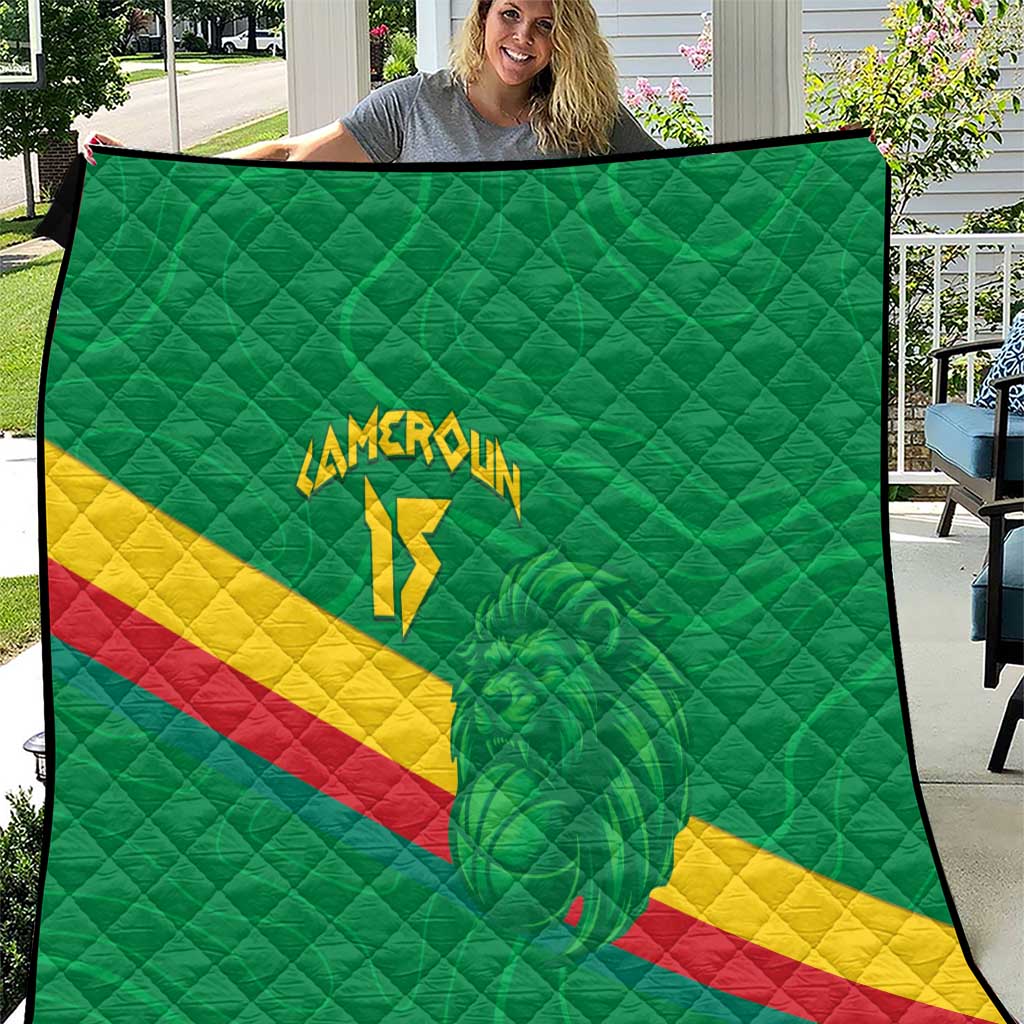 Custom Cameroon Basketball Quilt Go Champions Indomitable Lions - Wonder Print Shop