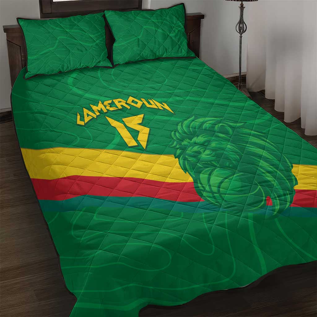 Custom Cameroon Basketball Quilt Bed Set Go Champions Indomitable Lions - Wonder Print Shop