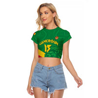 Custom Cameroon Basketball Raglan Cropped T Shirt Go Champions Indomitable Lions - Wonder Print Shop