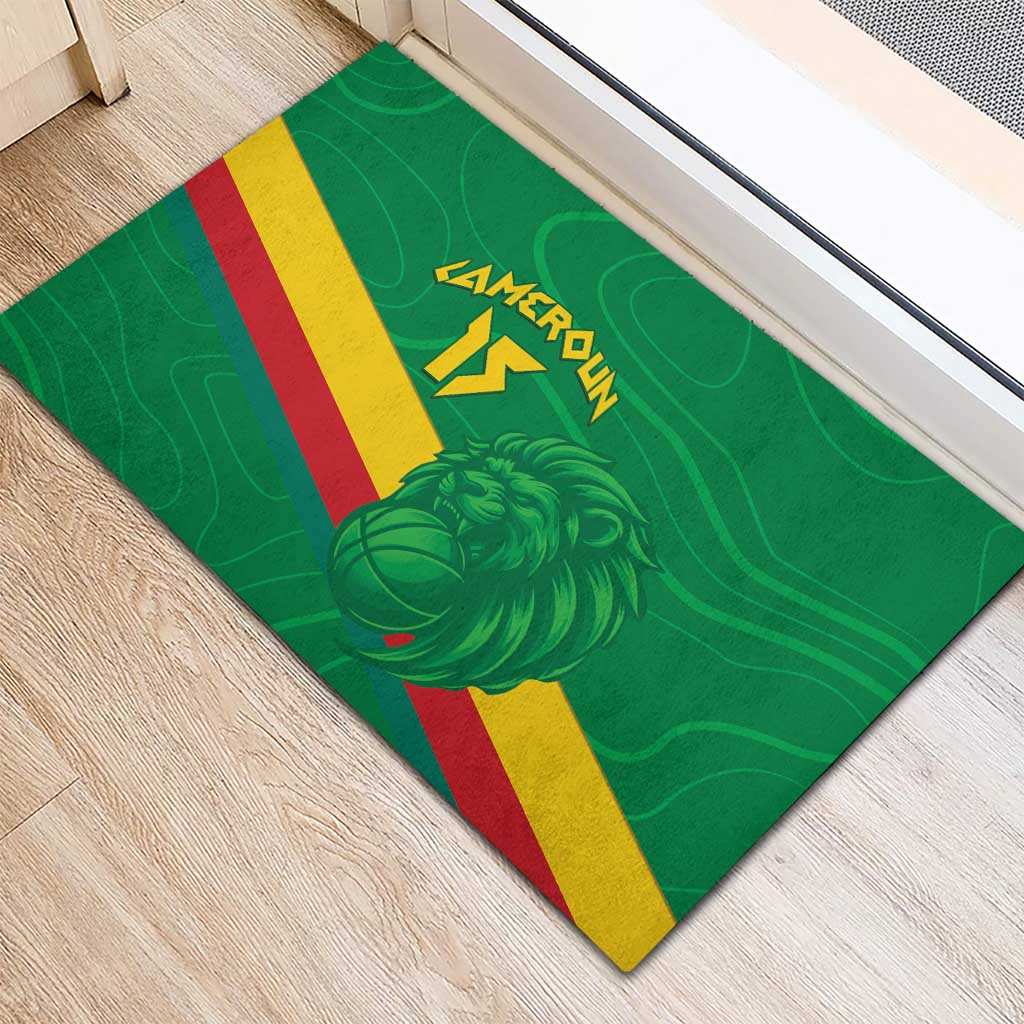 Custom Cameroon Basketball Rubber Doormat Go Champions Indomitable Lions - Wonder Print Shop