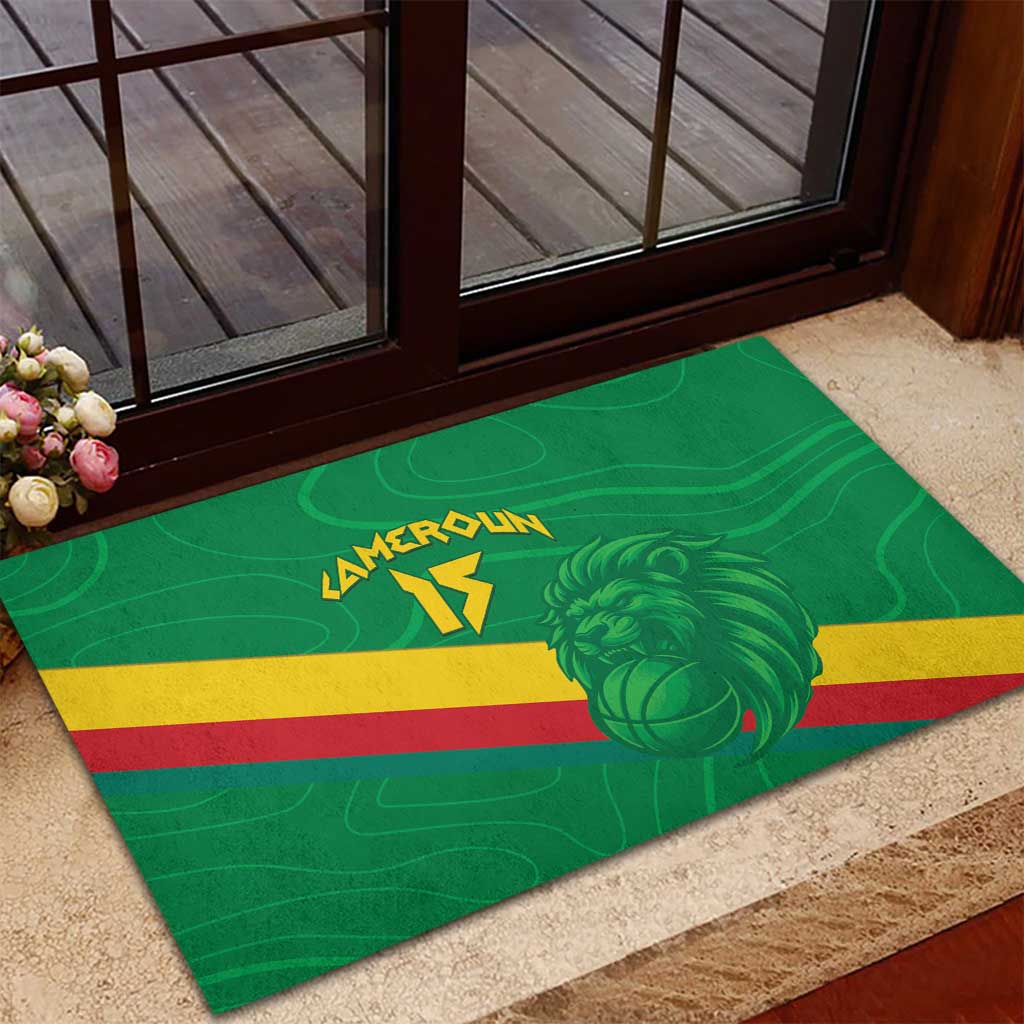 Custom Cameroon Basketball Rubber Doormat Go Champions Indomitable Lions - Wonder Print Shop