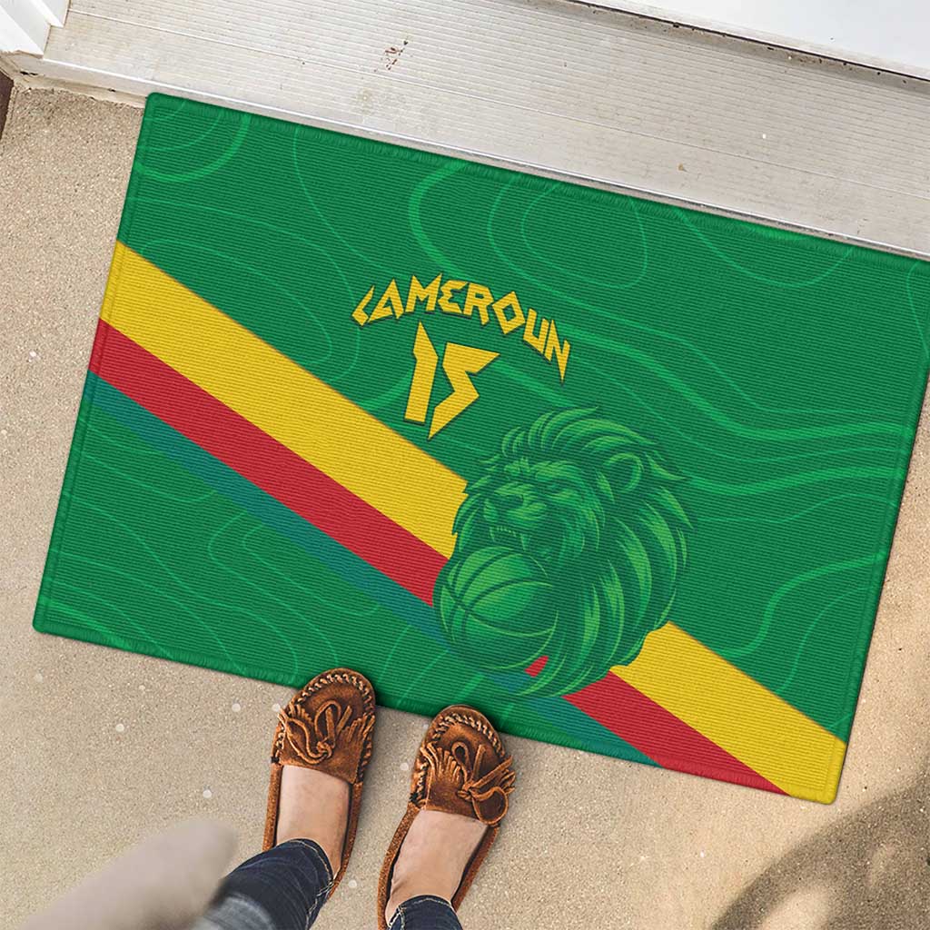 Custom Cameroon Basketball Rubber Doormat Go Champions Indomitable Lions - Wonder Print Shop