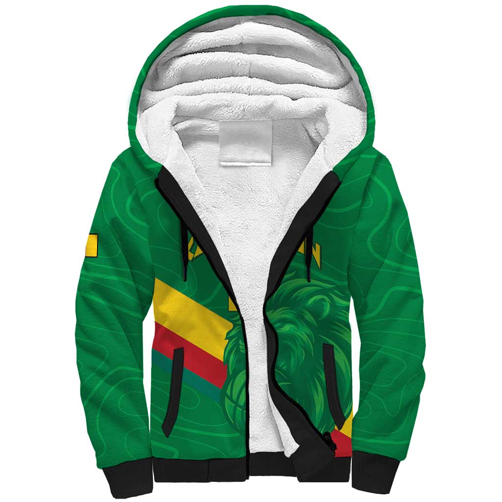 Custom Cameroon Basketball Sherpa Hoodie Go Champions Indomitable Lions - Wonder Print Shop