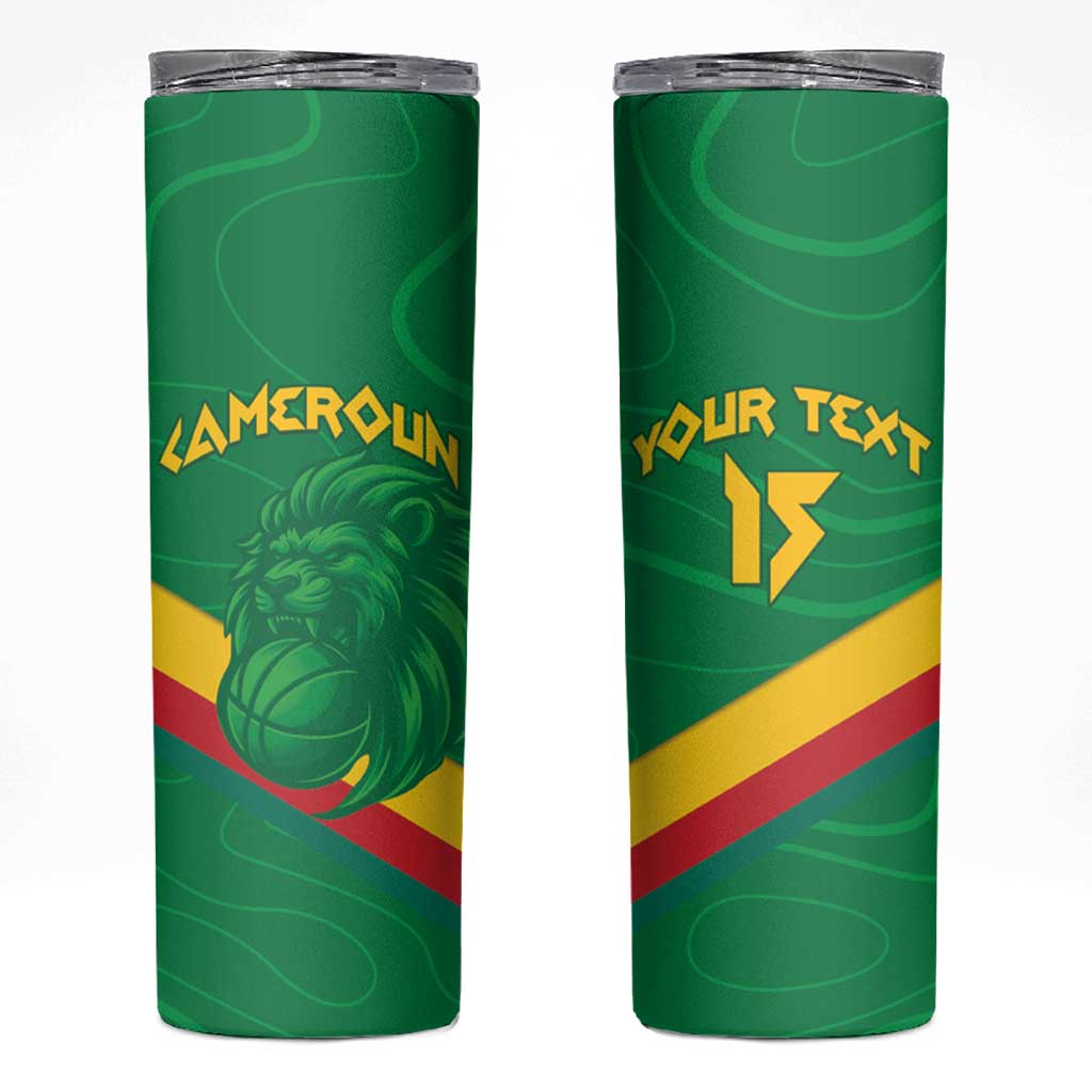 Custom Cameroon Basketball Skinny Tumbler Go Champions Indomitable Lions - Wonder Print Shop