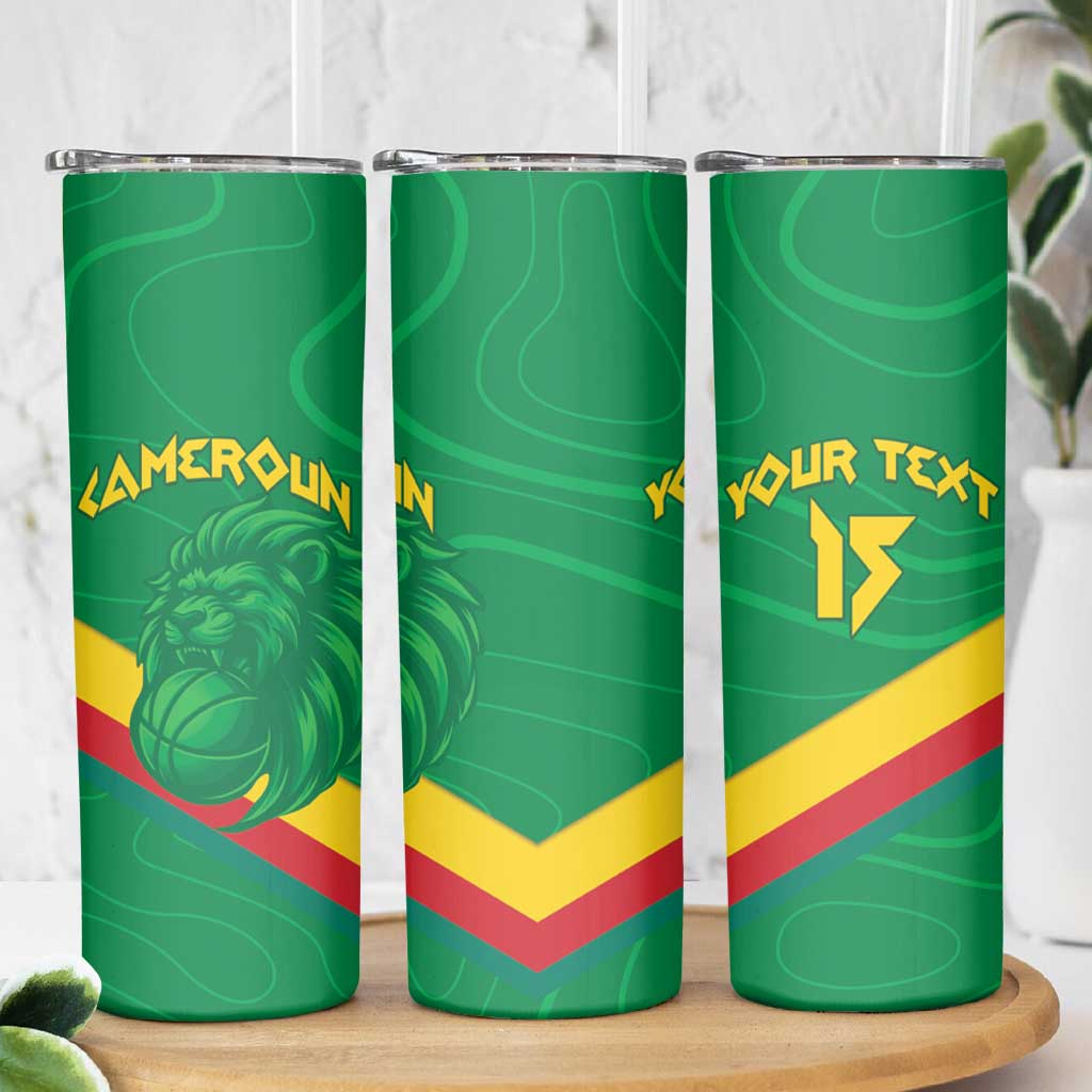 Custom Cameroon Basketball Skinny Tumbler Go Champions Indomitable Lions - Wonder Print Shop