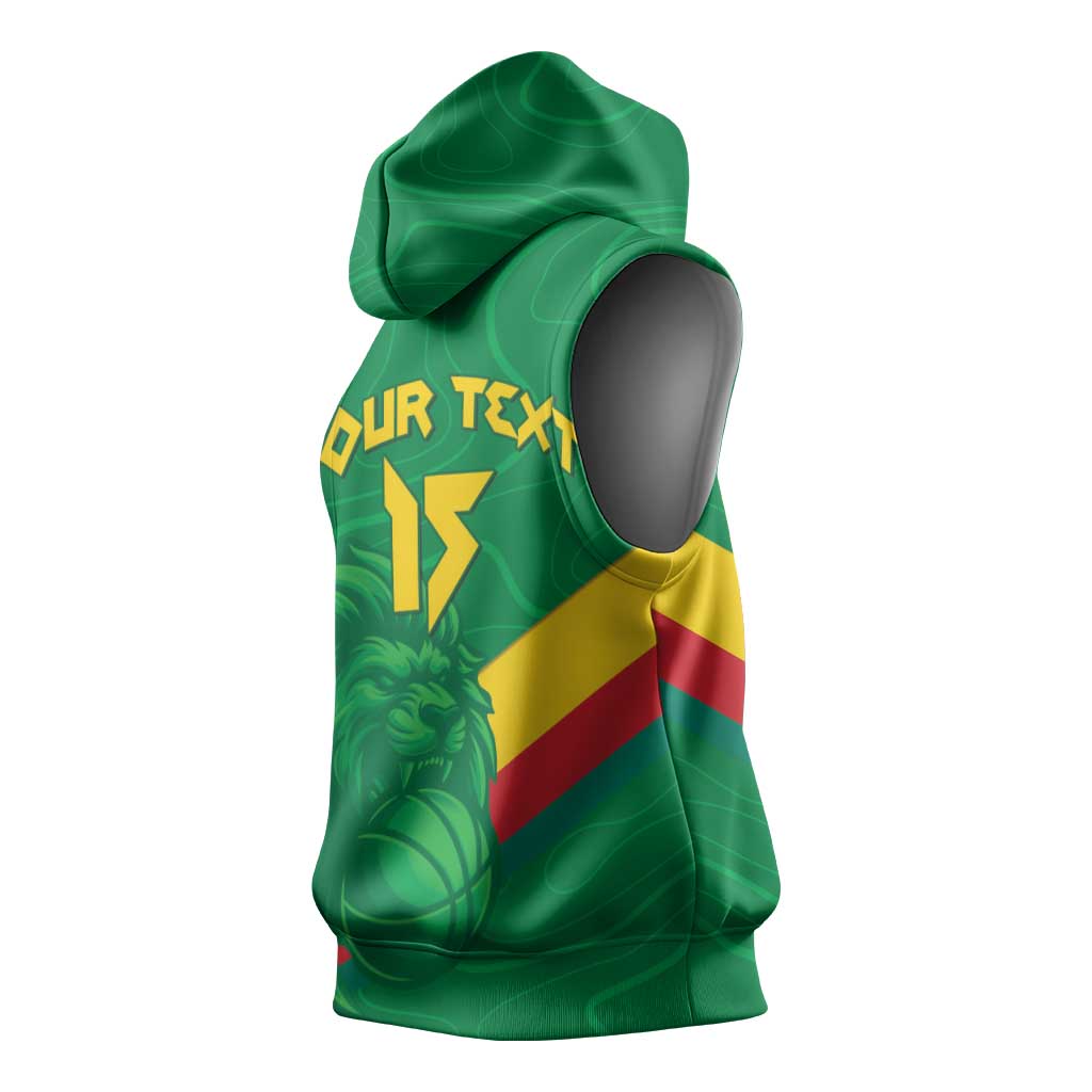 Custom Cameroon Basketball Sleeveless Hoodie Go Champions Indomitable Lions - Wonder Print Shop