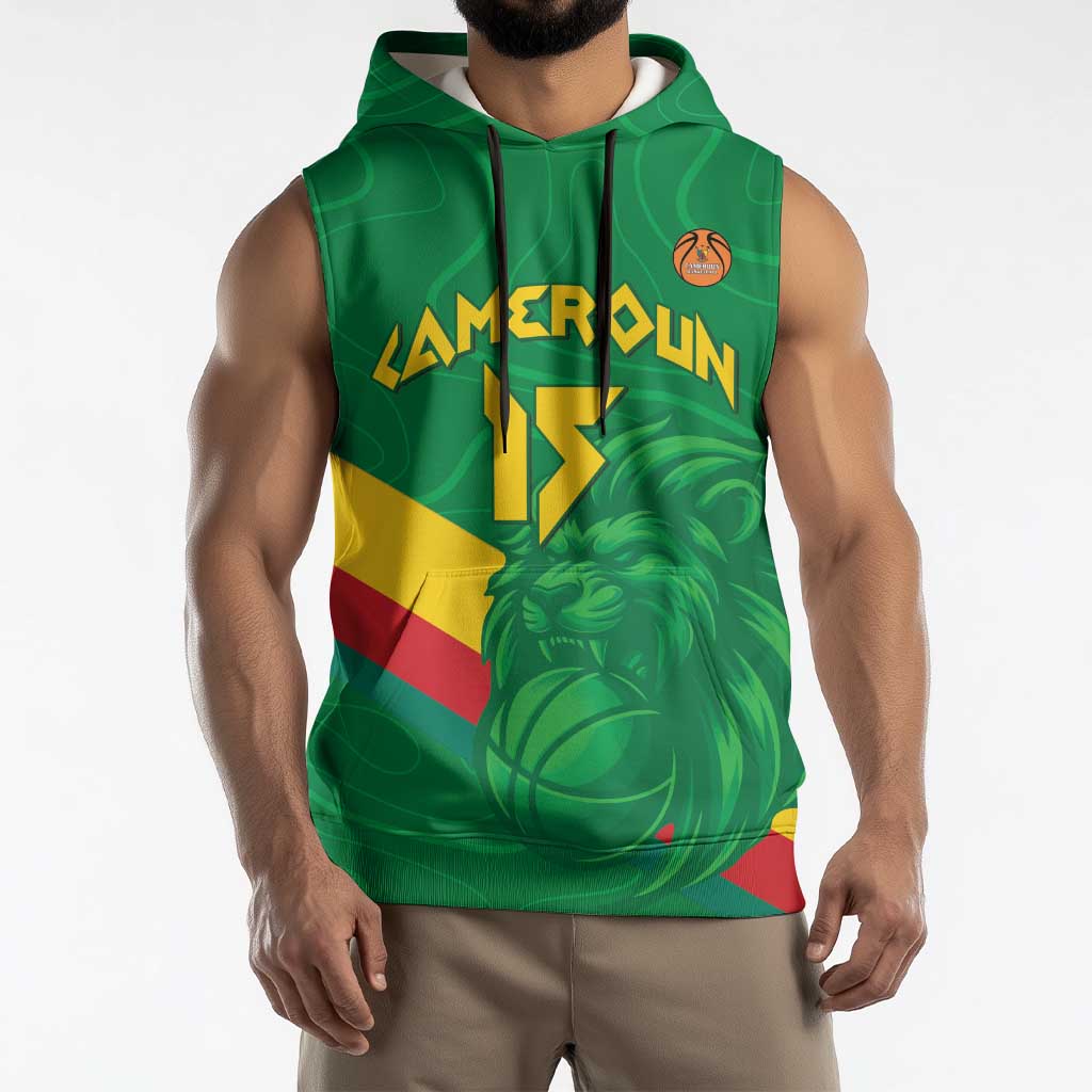 Custom Cameroon Basketball Sleeveless Hoodie Go Champions Indomitable Lions - Wonder Print Shop