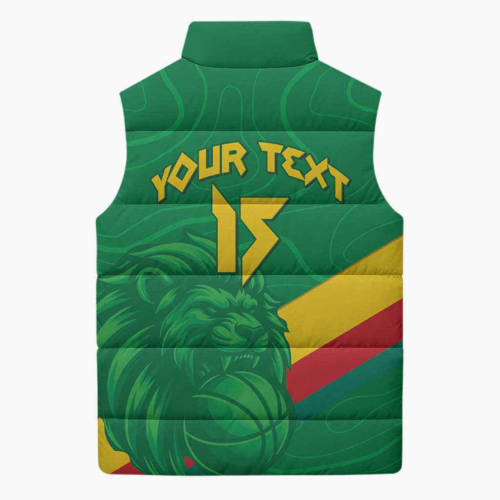 Custom Cameroon Basketball Sleeveless Puffer Jacket Go Champions Indomitable Lions - Wonder Print Shop