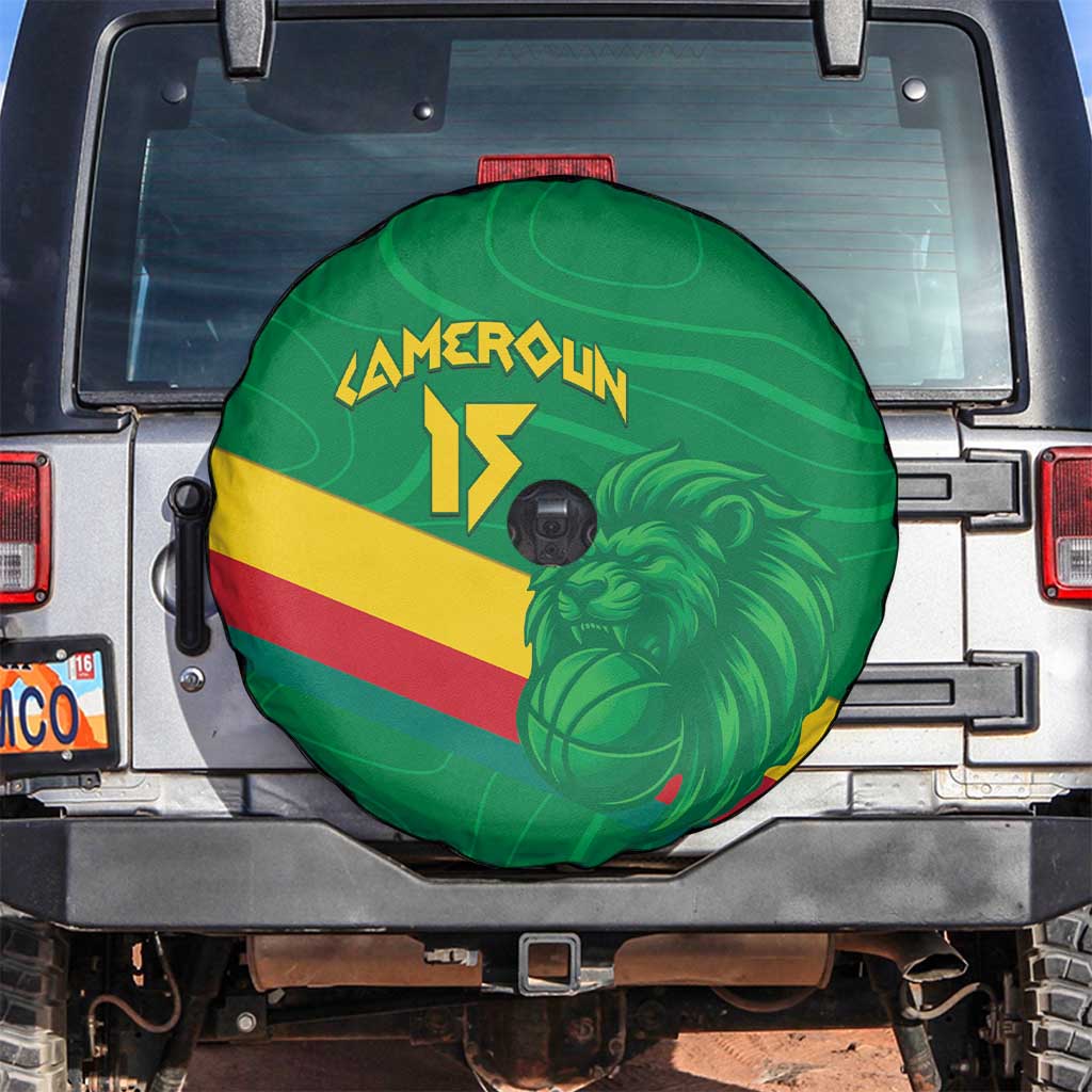 Custom Cameroon Basketball Spare Tire Cover Go Champions Indomitable Lions - Wonder Print Shop