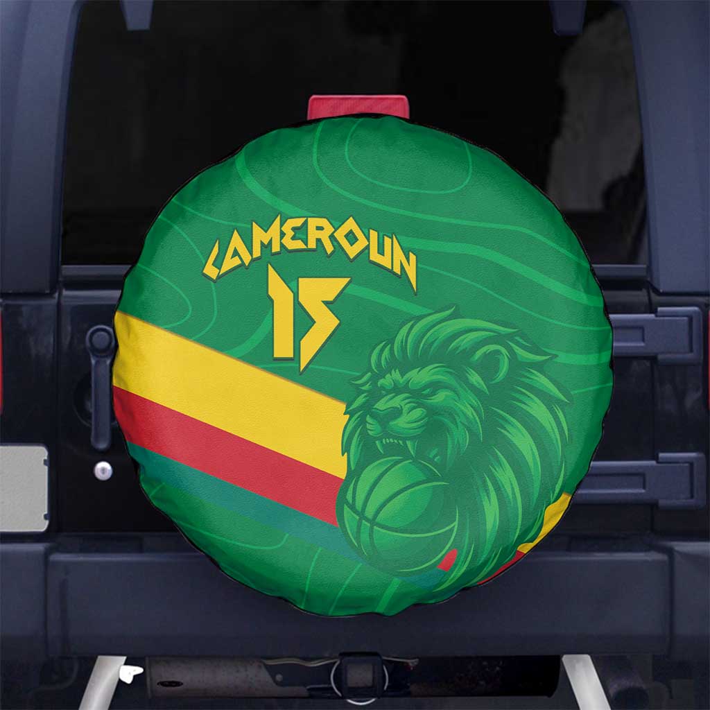 Custom Cameroon Basketball Spare Tire Cover Go Champions Indomitable Lions - Wonder Print Shop