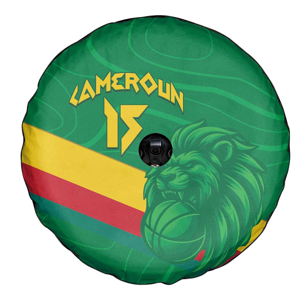 Custom Cameroon Basketball Spare Tire Cover Go Champions Indomitable Lions - Wonder Print Shop