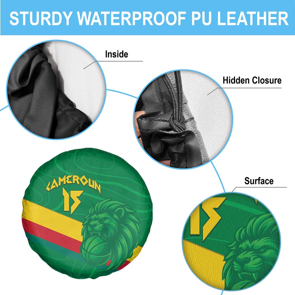 Custom Cameroon Basketball Spare Tire Cover Go Champions Indomitable Lions - Wonder Print Shop