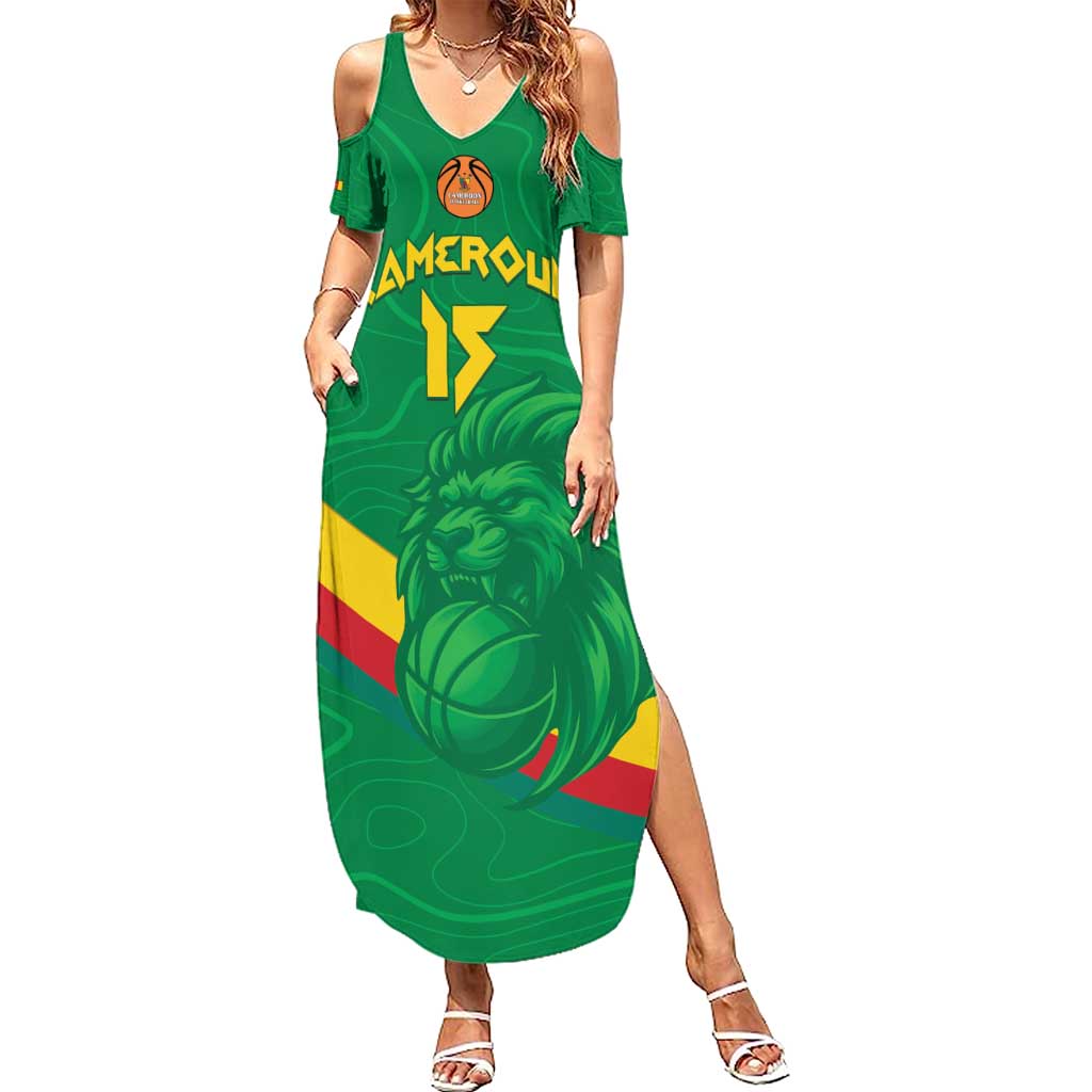 Custom Cameroon Basketball Summer Maxi Dress Go Champions Indomitable Lions - Wonder Print Shop