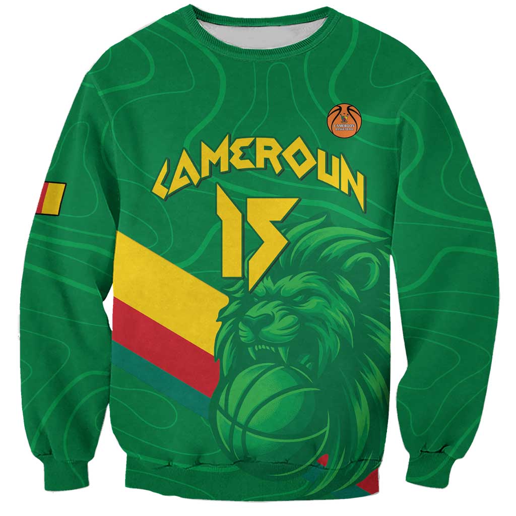 Custom Cameroon Basketball Sweatshirt Go Champions Indomitable Lions - Wonder Print Shop
