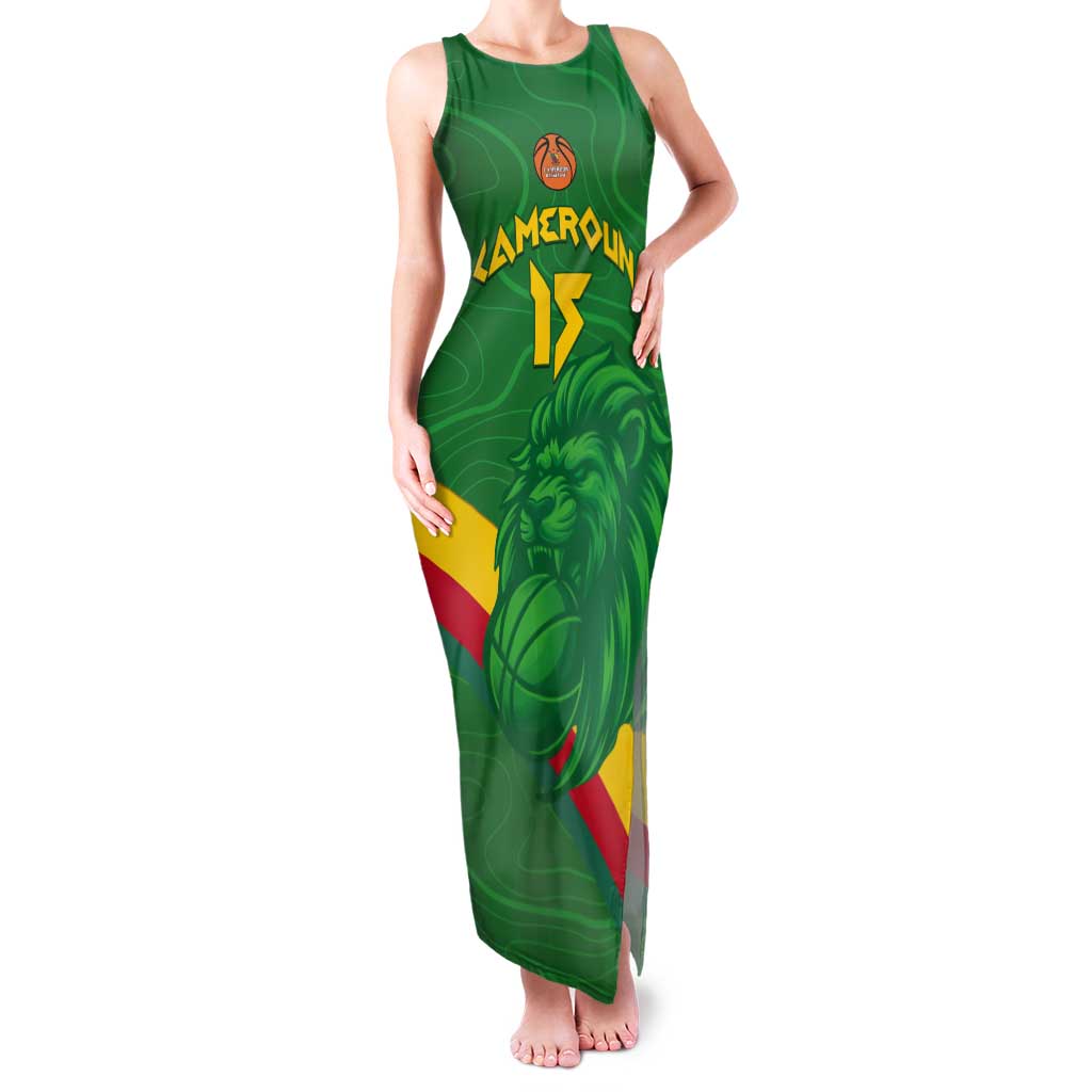 Custom Cameroon Basketball Tank Maxi Dress Go Champions Indomitable Lions - Wonder Print Shop