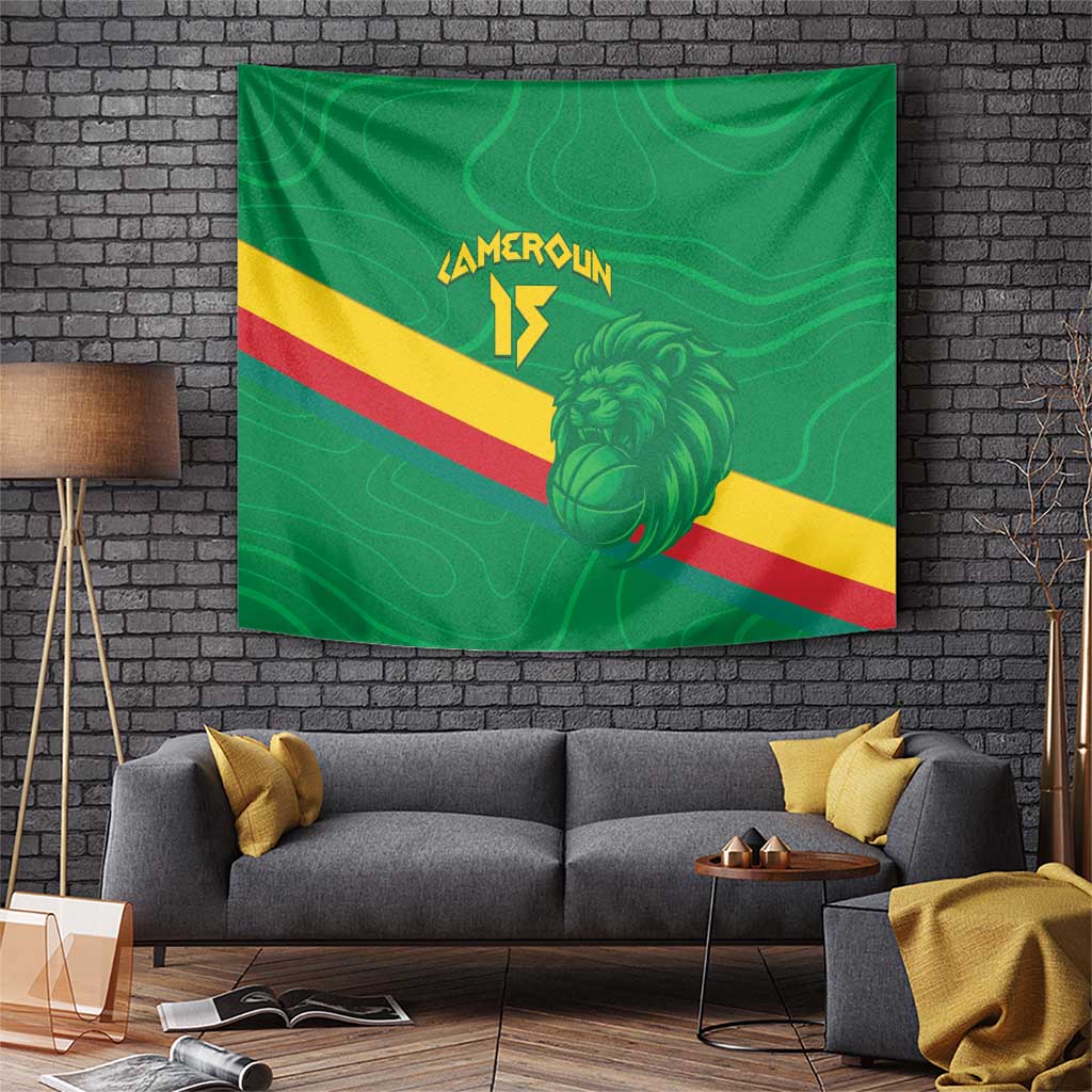 Custom Cameroon Basketball Tapestry Go Champions Indomitable Lions - Wonder Print Shop
