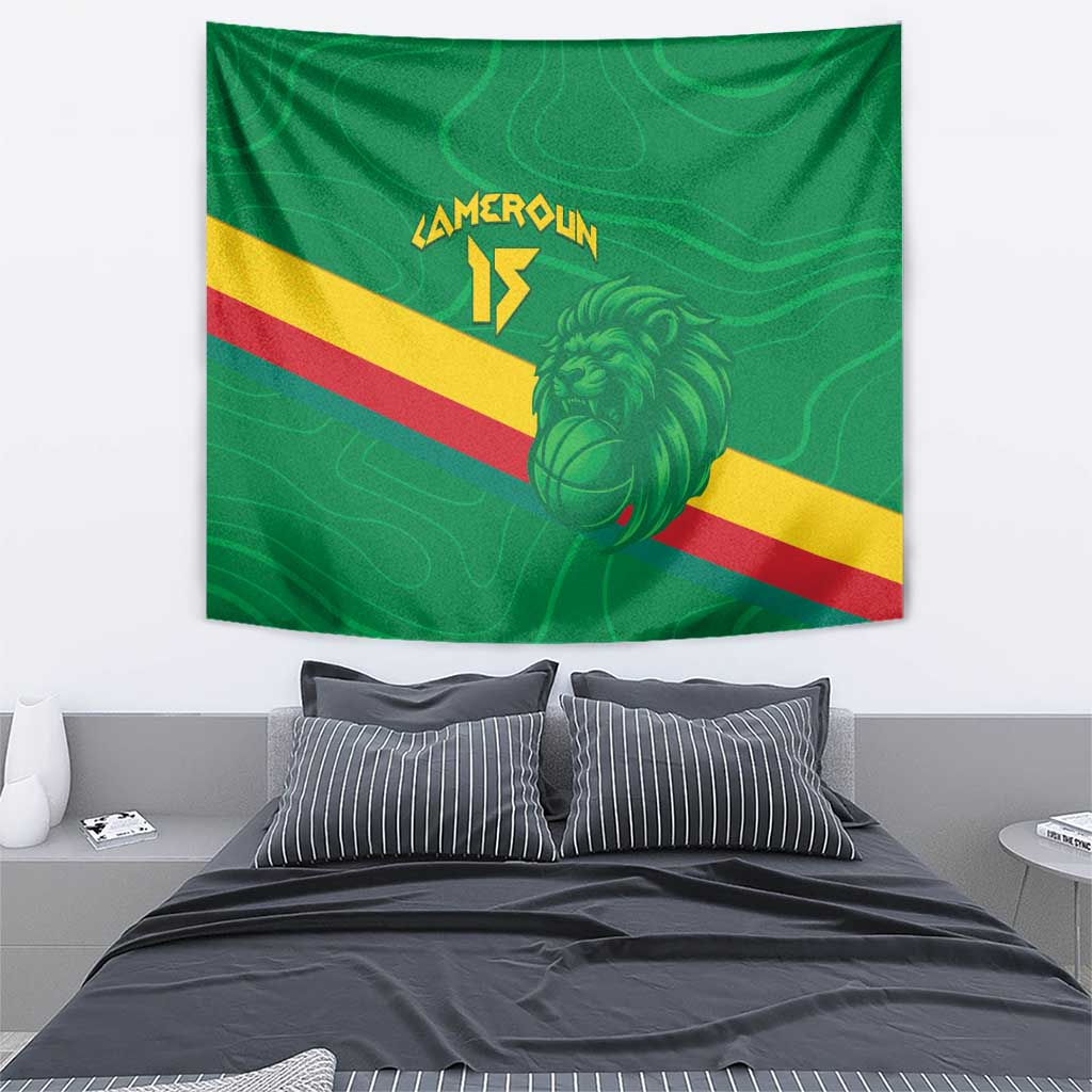 Custom Cameroon Basketball Tapestry Go Champions Indomitable Lions - Wonder Print Shop
