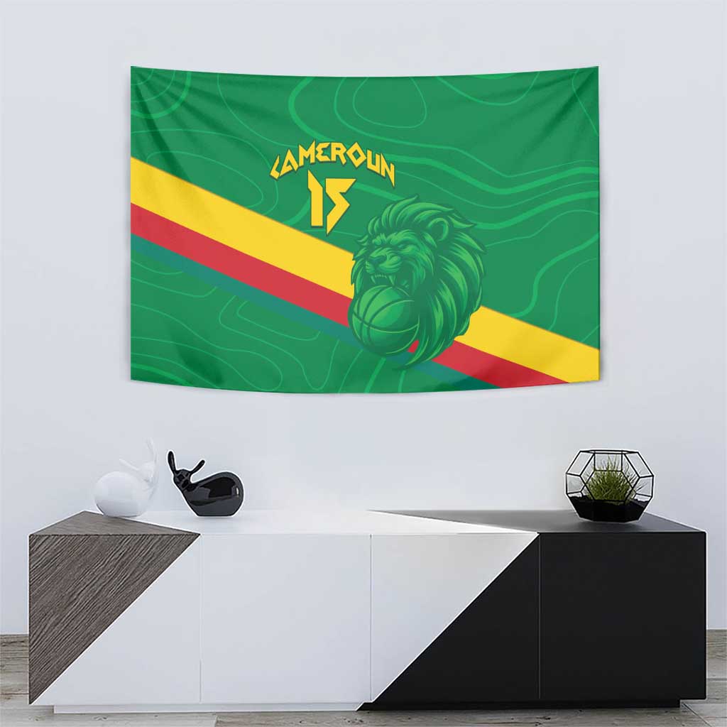 Custom Cameroon Basketball Tapestry Go Champions Indomitable Lions - Wonder Print Shop