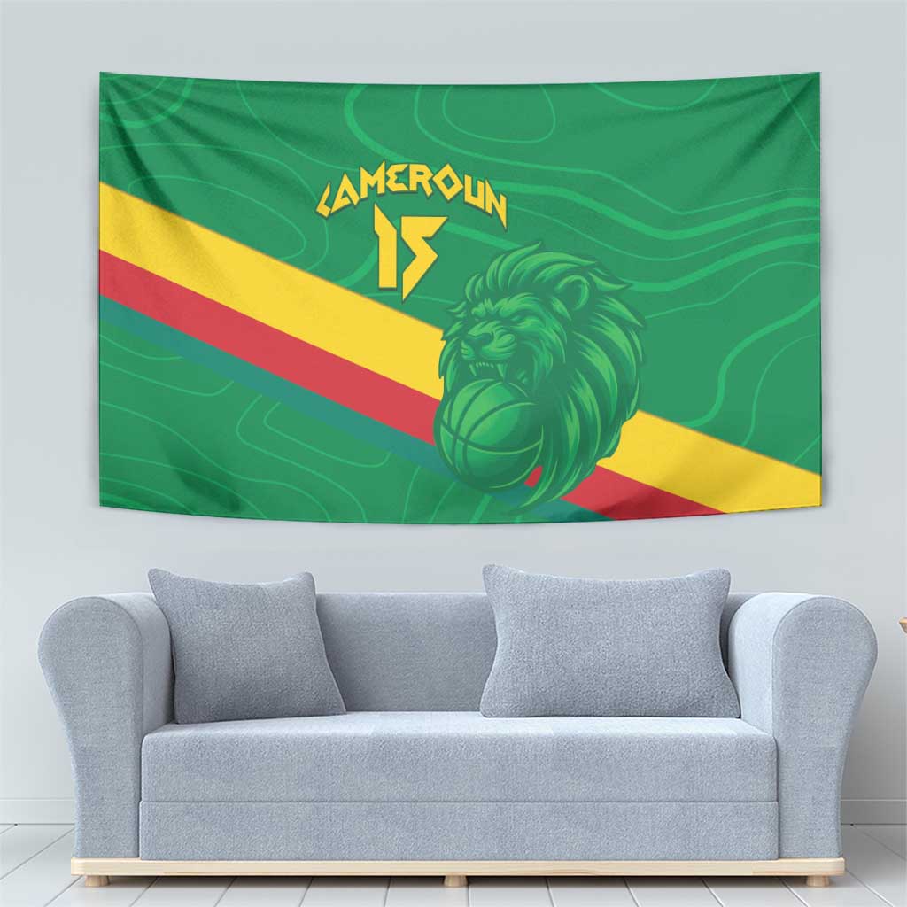 Custom Cameroon Basketball Tapestry Go Champions Indomitable Lions - Wonder Print Shop