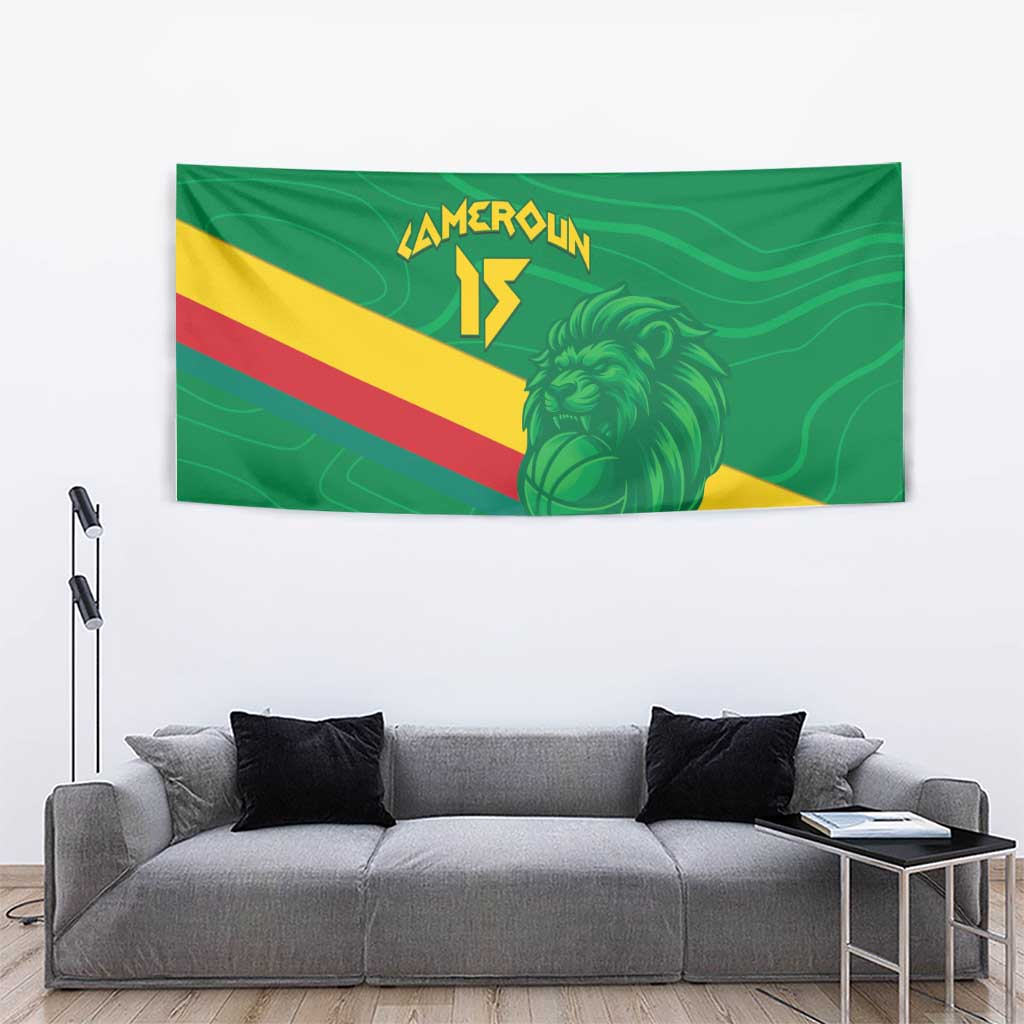 Custom Cameroon Basketball Tapestry Go Champions Indomitable Lions - Wonder Print Shop