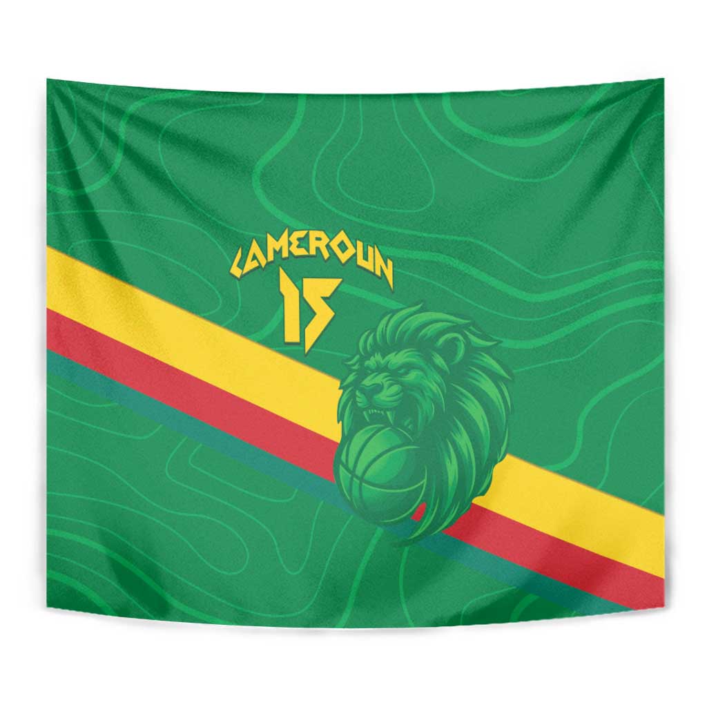 Custom Cameroon Basketball Tapestry Go Champions Indomitable Lions - Wonder Print Shop