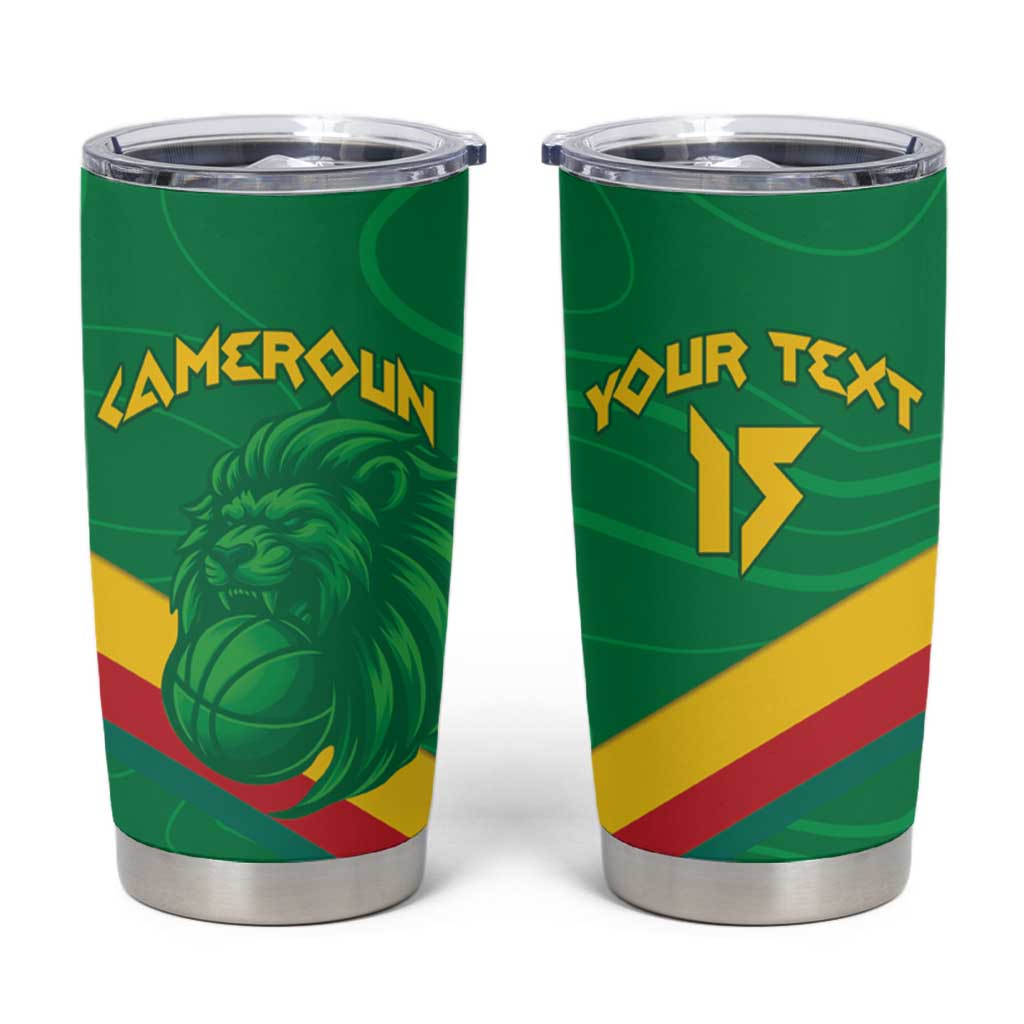 Custom Cameroon Basketball Tumbler Cup Go Champions Indomitable Lions - Wonder Print Shop