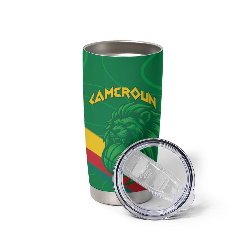 Custom Cameroon Basketball Tumbler Cup Go Champions Indomitable Lions - Wonder Print Shop