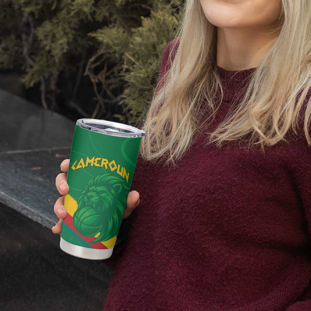 Custom Cameroon Basketball Tumbler Cup Go Champions Indomitable Lions - Wonder Print Shop