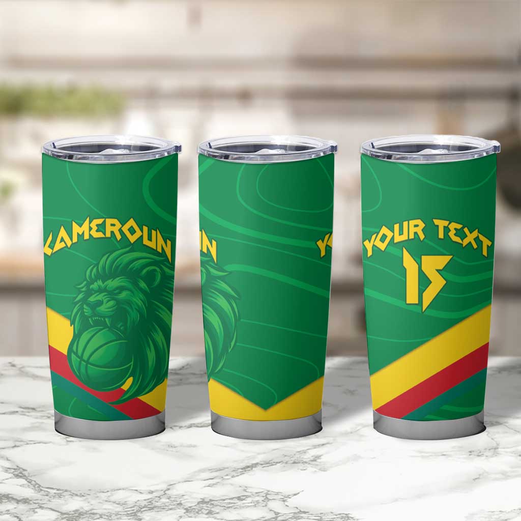 Custom Cameroon Basketball Tumbler Cup Go Champions Indomitable Lions - Wonder Print Shop