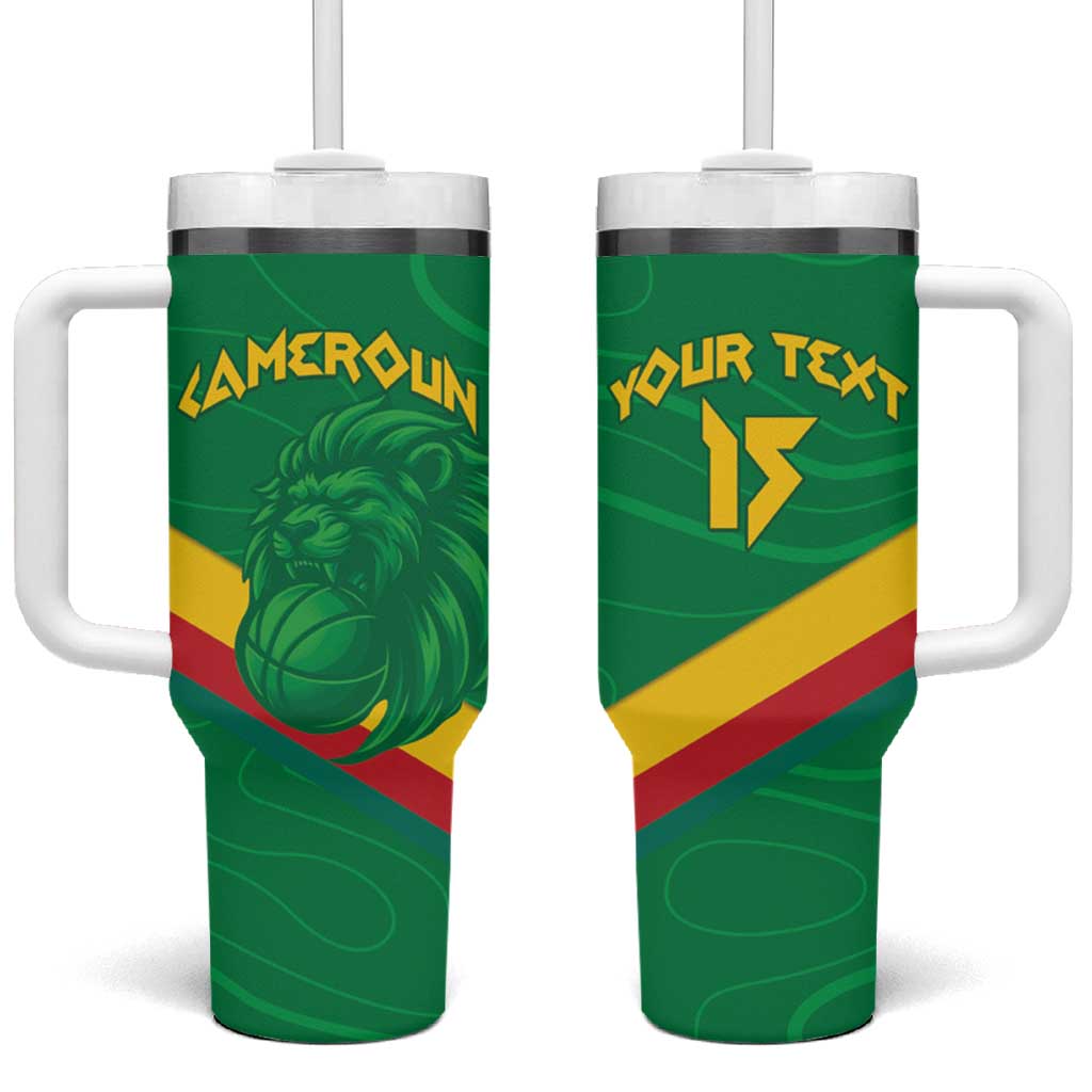 Custom Cameroon Basketball Tumbler With Handle Go Champions Indomitable Lions - Wonder Print Shop