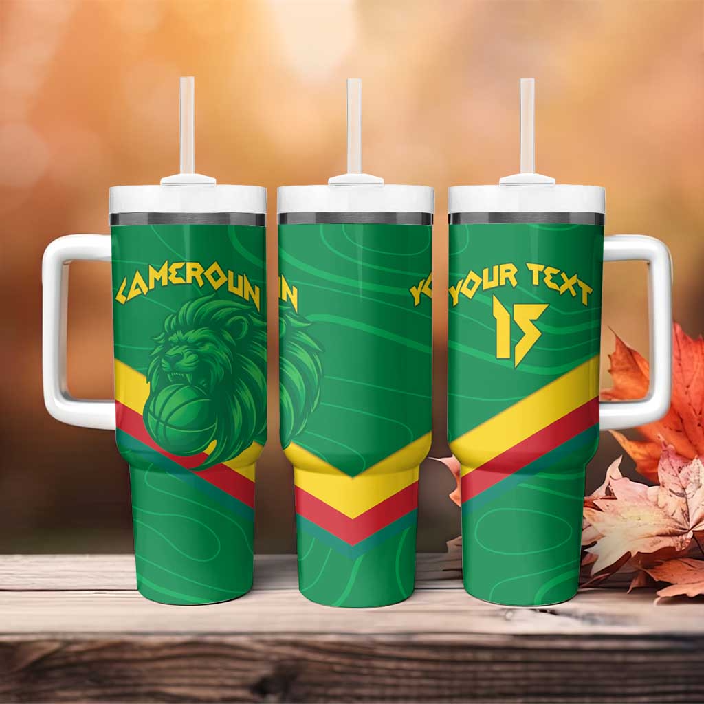 Custom Cameroon Basketball Tumbler With Handle Go Champions Indomitable Lions - Wonder Print Shop