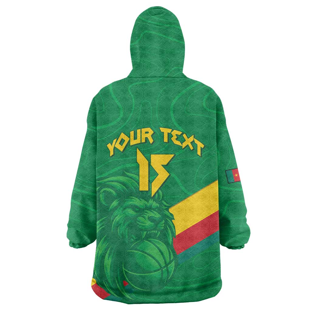 Custom Cameroon Basketball Wearable Blanket Hoodie Go Champions Indomitable Lions - Wonder Print Shop