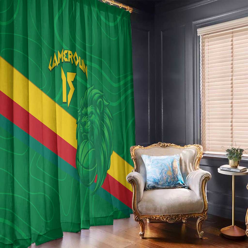 Custom Cameroon Basketball Window Curtain Go Champions Indomitable Lions - Wonder Print Shop