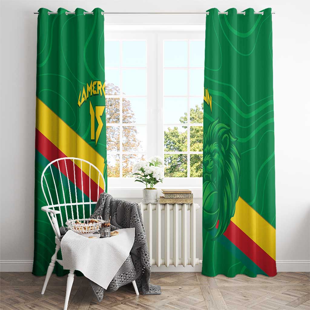 Custom Cameroon Basketball Window Curtain Go Champions Indomitable Lions - Wonder Print Shop