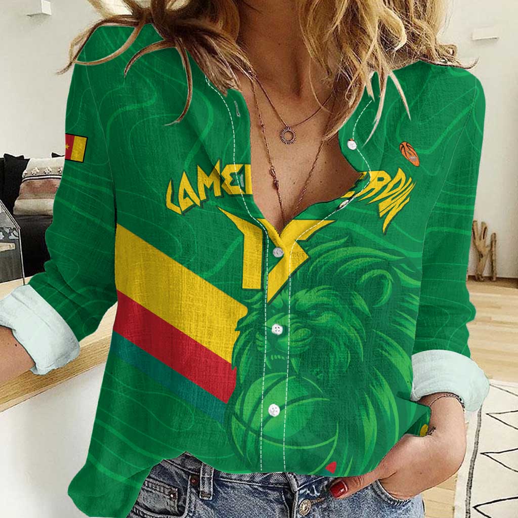 Custom Cameroon Basketball Women Casual Shirt Go Champions Indomitable Lions - Wonder Print Shop