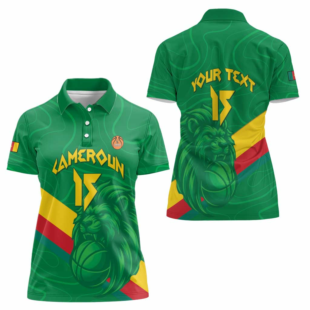 Custom Cameroon Basketball Women Polo Shirt Go Champions Indomitable Lions - Wonder Print Shop