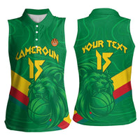 Custom Cameroon Basketball Women Sleeveless Polo Shirt Go Champions Indomitable Lions - Wonder Print Shop