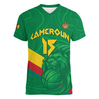 Custom Cameroon Basketball Women V-Neck T-Shirt Go Champions Indomitable Lions - Wonder Print Shop