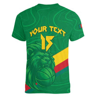 Custom Cameroon Basketball Women V-Neck T-Shirt Go Champions Indomitable Lions - Wonder Print Shop