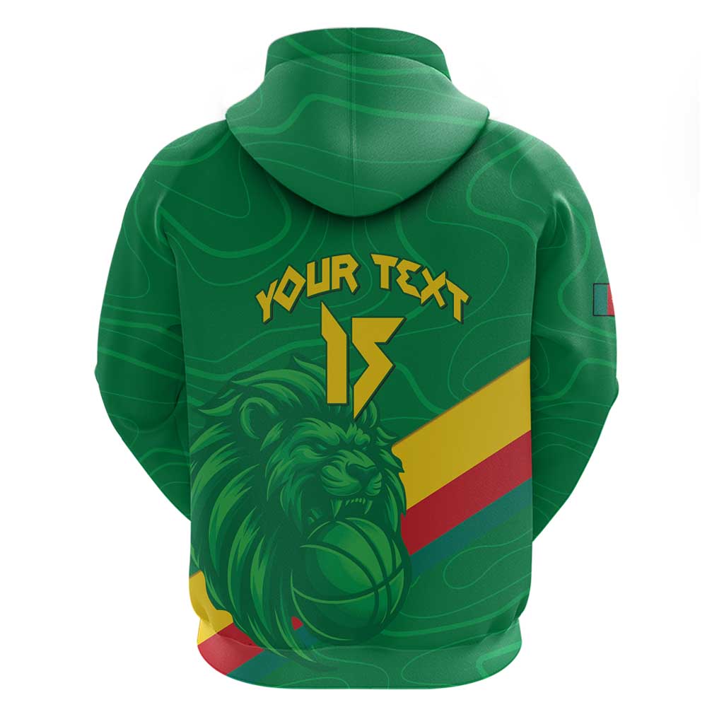 Custom Cameroon Basketball Zip Hoodie Go Champions Indomitable Lions - Wonder Print Shop
