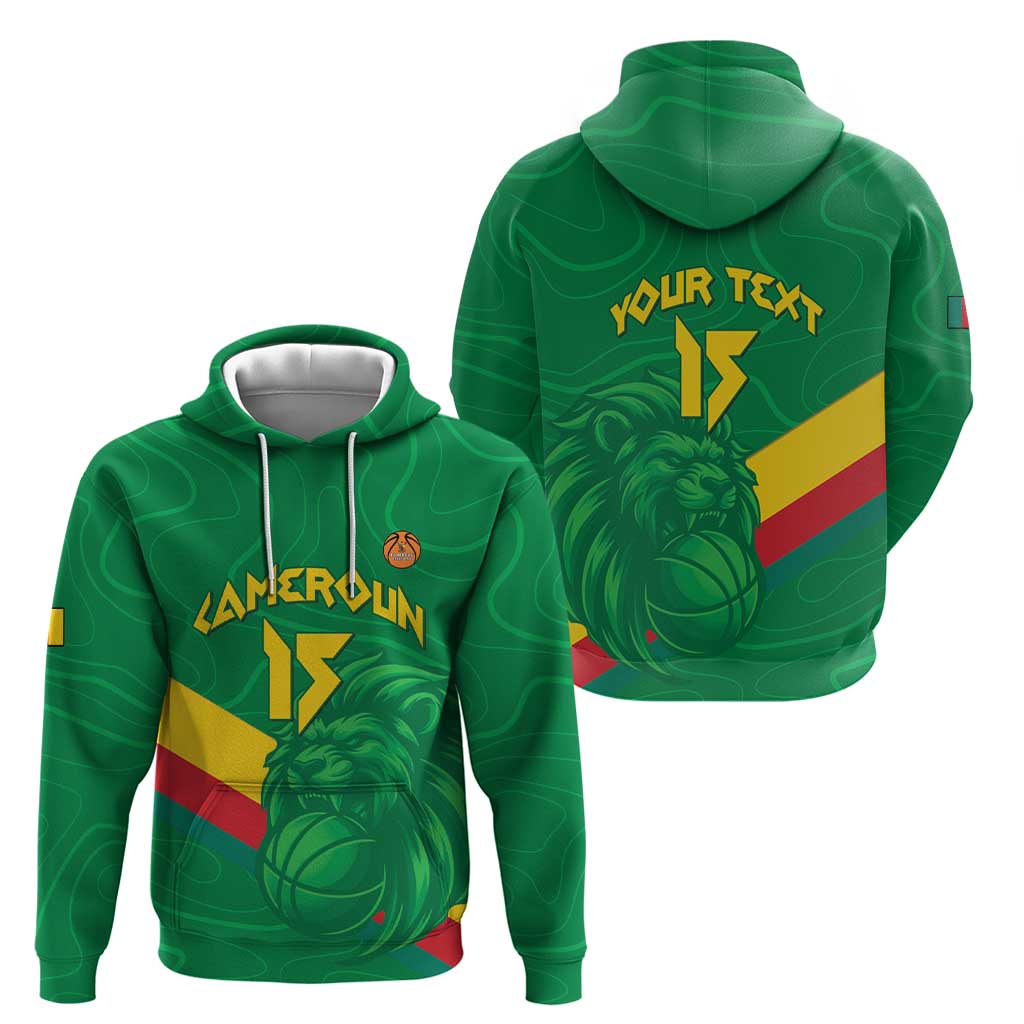 Custom Cameroon Basketball Zip Hoodie Go Champions Indomitable Lions - Wonder Print Shop