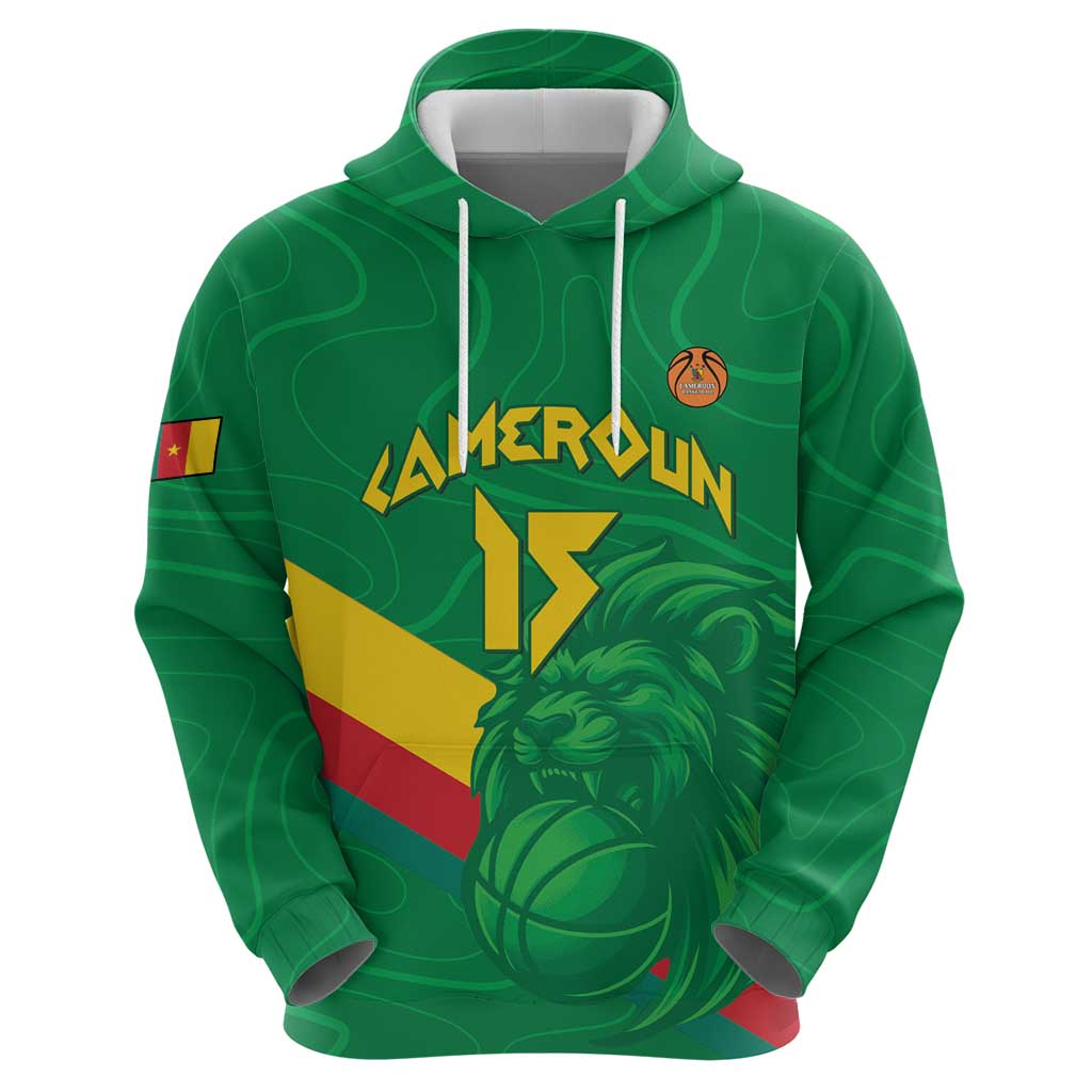 Custom Cameroon Basketball Zip Hoodie Go Champions Indomitable Lions - Wonder Print Shop