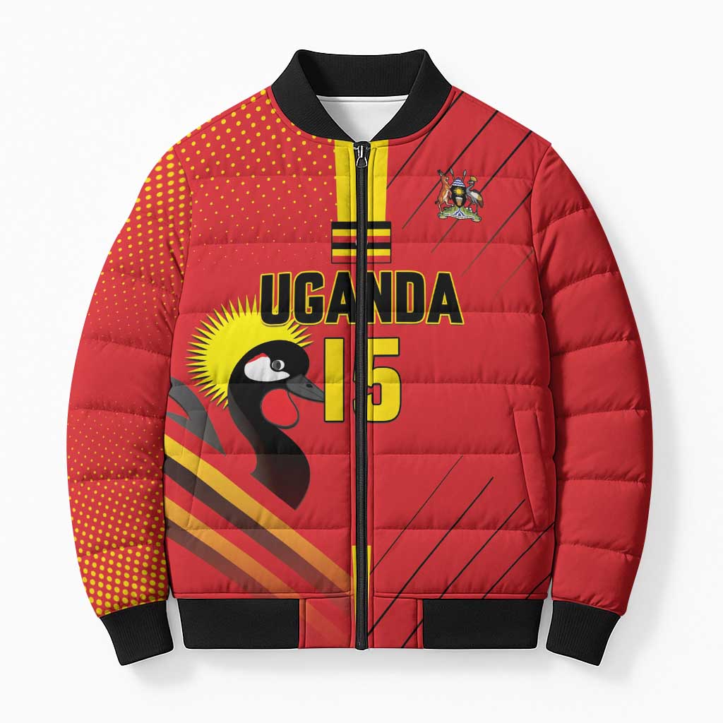 Custom Uganda Basketball Bomber Puffer Jacket Go Silverbacks - Wonder Print Shop