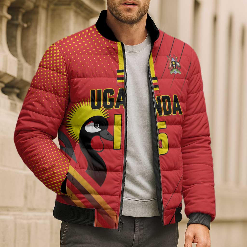 Custom Uganda Basketball Bomber Puffer Jacket Go Silverbacks - Wonder Print Shop