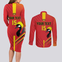 Custom Uganda Basketball Couples Matching Long Sleeve Bodycon Dress and Long Sleeve Button Shirt Go Silverbacks - Wonder Print Shop